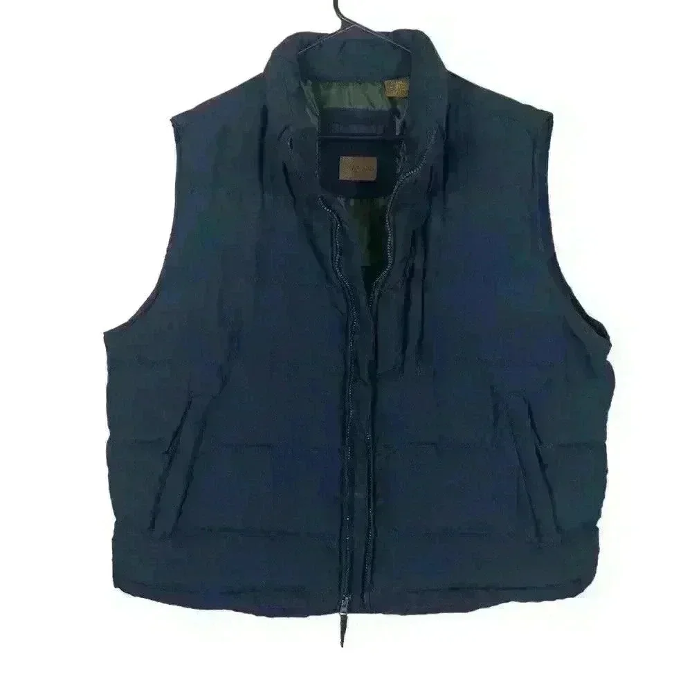 Vintage St Johns Bay Blue Color Mens Puffer Vest Sleeveless Coat Size XL Pockets